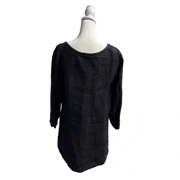 Flax Soft Tunic 3/4 Sleeves 100% Linen Grey Gray Small - Picture 3 of 14